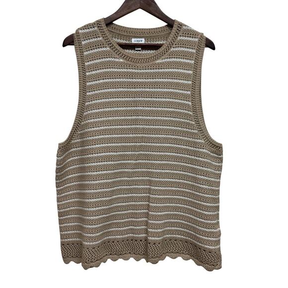 J.Crew Factory Crochet Striped Sweater Tank Top Beige 2X NWT - Picture 4 of 7